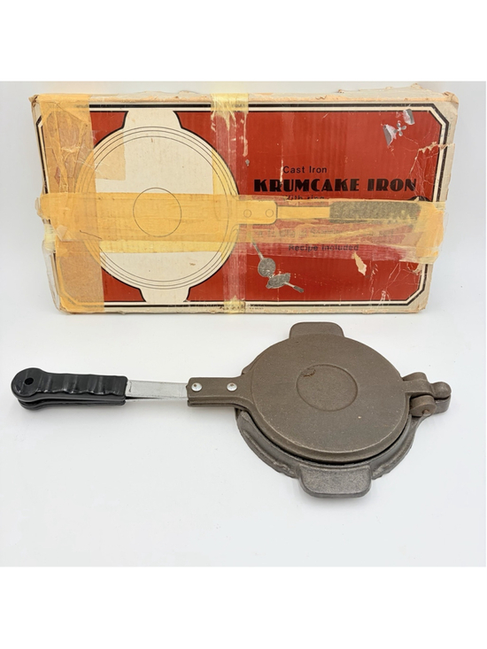 Unbranded Other - CAST IRON KRUMKAKE IRON Stovetop Cookie Maker w/ Ring Original Box